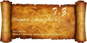 Thomka Zakariás névjegykártya